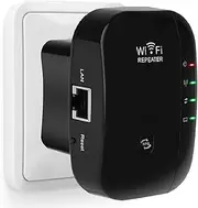 Super Boost WiFi Range Extender | Up to 300Mbps | Repeater, Signal Booster, Access Point | Easy Set-Up | 2.4G Network With Integrated Antennas LAN Port & Compact Designed Internet Booster