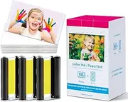 Compatible Canon Selphy CP1300 CP1500 Paper and Ink, KP-108IN 3 Color Ink Cartridges and 108 Sheets 4" x 6" Photo Paper for Canon Selphy Cp1000 CP1200 CP900 CP910 CP800 CP760 Photo Printer