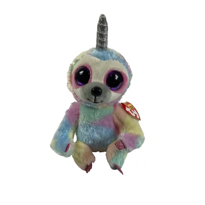 A36 Ty Beanie Boos Cooper Unicorn Sloth Plush 6" Stuffed Toy Lovey