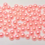 1000 Pink Flatback Half Pearl Bead 6mm Flat Back Cabachons Scrapbook Craft