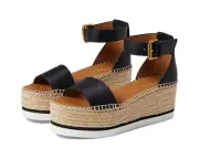 See by Chloe Z1537 Black Glyn Ankle-Strap Platform Wedge Sandals Size US 10
