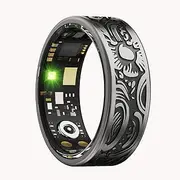 Loluka Smart Ring Fitness Ring Fitness Tracker Step Tracker Health Tracker with Sleep Monitor Heart Rate Monitor Family Care No Subscription Fee for Android iOS Black 10