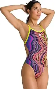 [arena] Women's Marbelized X Criss Cross Back MaxLife One Piece Swimsuit