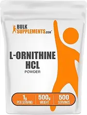 BulkSupplements.com L-Ornithine HCl Powder - L-Ornithine Hydrochloride, Ornithine Supplement - Amino Acids Supplement, Gluten Free, 1000mg per Serving, 500g (1.1 lbs) (Pack of 1)