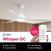 Claro Whisper DC Indoor / Outdoor Ceiling Fan with CCT LED Light 58"