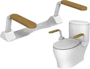 YUET Toilet Safety Rails for Elderly with Flip Up Non-Slip Wooden Armrest Handles, 520lbs Heavy Duty Toilet Safety Support Frame, Toilet Assist Devices for Seniors, Handicap, Disabled, Standing Aid