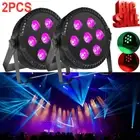 2x 105W 7LED Par Light RGBW Strobe Stage Lighting Can Flat DMX512 Party DJ Club