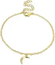 [HAPINARY] Elegant Imitation Gold Bracelet Thin Chain Crescent Moon Pendant Adjustable Lobster Clasp Fashion Accessory