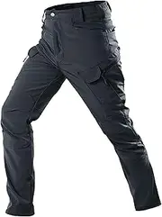 [Generic] Men's Loose Fit Motorcycle Cargo Pants Casual Waterproofing Solid Pants Fashion Multi-Pocket Outdoor Pants