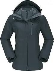 [OutPro] Women's 3-in-1 Ski Jacket Waterproof Windproof Functional Jacket Winter Jacket Removable Fleece Inner Layer Outdoor Hiking