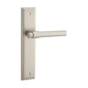 Iver Helsinki Door Lever Handle on Stepped Backplate Satin Nickel