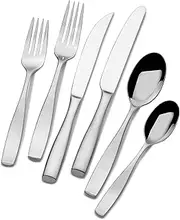 [Mikasa] 5125924 Satin Loft 75-Piece 18/10 Stainless Steel Flatware Set with Serving Utensil Set, Service for 12