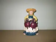 New Old Stock BLUE SKY Retired Milk Pitcher Peasant Garden Lady w/ Radishes