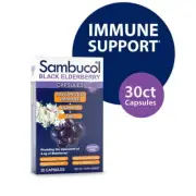 Sambucol Black Elderberry Advanced Immune Capsules with Vitamin C & Zinc, 30 Ct