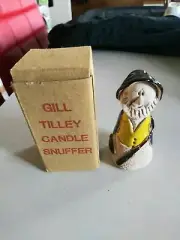 GILL TILLEY CLAY FIGURE Fly Fisherman CANDLE SNUFFER POTTERY OF WALES