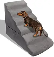 INRLKIT Dog Stairs Steps for 30 Inches Tall High Bed Up to 30-36 Inch, Pet Dog Ramp Ladder for Small Dogs, Doggie, Old Cats, Kitty, Small Animals Grey