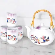 Owls Of Asia Japanese Tea Set Teapot w/Infuser 22oz & Teacups 5 Piece Set New