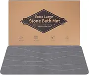 DAWNTREES Large Stone Bath Mat,80x50cm Diatomaceous Earth Shower Mat, Non-Slip Super Absorbent Quick Drying Bathroom Floor Mat, Natural, Easy to Clean