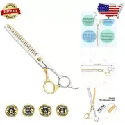 Professional 7-Inch Gold Chunker Scissors for Dog Grooming - Silent & Ergonomic