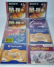 Bulk Lot Of 4 Verbatim DVD-R & Lot Of 4 DVD-RW Sony JVC Verbatim New Sealed