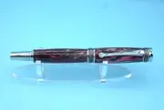 Derby Girl Majestic Jr. Rollerball Pen in Chrome & Gunmetal Diamond Cast