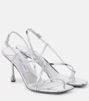 [Jimmy Choo] Jimmy Choo Etana 80 metallic leather sandals AU 9 silver