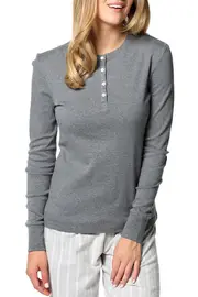 Cotton Button Front Henley Top--PAPI-11032-2