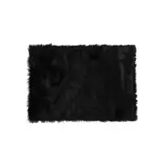 2' X 3' Black Faux Fur Animal Print Area Rug