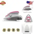 Compact 1000 Watt Raspberry Steam Iron with Ceramic Soleplate for Crafters