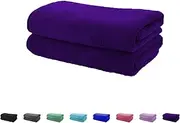 Microfibre Absorbent Gym Towel Fast Drying Light Weight - 40cm x 70cm 2 Pack - Multi Purpose (Purple)