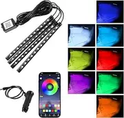 Ongfuwu Car Led Interior Lights, 48 LED Multi Color Strip Light Under Dash Lighting Kit with APP Control, 12V Vehicle RGB Smart Music Sync Color Change Lights, Car Accessories (Cigarette Lighter+APP)