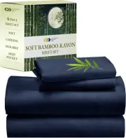 Rayon from Bamboo Sheets Set, Cooling Queen Size Bed Luxury Silk Sheets, Bedshee