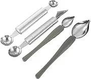 PEPLAYTAL 4 Pcs Stainless Steel Culinary Spoon Versatile Decorating Tool for Cake and Food Presentation Includes Saucier and Drizzle Spoon for Creative Plate Art