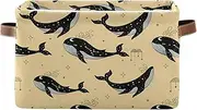 Black Whales Beige Closet Fabric Bin, Decorative Rectangle Nursery Storage, Set of 2