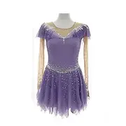 Figure Skating Dress Women's Girls' Ice Skating Dress Violet Patchwork Thumbhole Mesh Spandex Stretchy Training Practice Professional Skating Wear Thermal Warm
