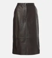 [Yves Salomon] Yves Salomon Leather midi skirt AU 14 brown