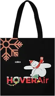 [HOVERAir] Black Tote Bag for Women, Lightweight and Portable Casual Shoulder Canvas Tote Bag for Laptop and Pad, Reusable Grocery Cloth Bag Suitable for Shopping, Work, Travel