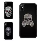 Trendy Case For iPhone XS 11 12 13 14 15 16 Pro Max Black skeleton skull diamond