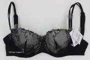 NWT SIMONE PERELE 12X330 "Delice" Soft Cup Balconette Lace Bra Black / Gray 32E