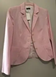 J Crew Pink White Seersucker Blazer Jacket NWT 4P