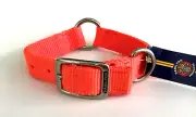 Hamilton Strong Heavy Duty 18”x1” Dog Pet Neck Collar Hot Orange ReflectiveTape