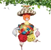 Bird Toys for Parakeets - Straw Hat Man Shape Parrot Foraging Toys - Interactive Colorful Nesting Ball, Parakeet Cage Accessories for Kids, Family, Friends, Home