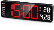 AMIR Digital Clock, 13" Large Display LED Wall Clock for Living Room Decor, B...