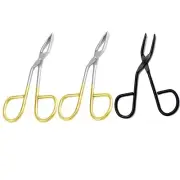 3 Flat Tip Eyebrow Tweezers Clamp Clipper Scissors Hair Remover 1 Black & 2 Gold