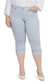NYDJ Marilyn Cool Embrace® Cuff Crop Straight Leg Jeans in Sea Ice at Nordstrom, Size 28W