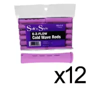 BEAUTY SALON EZ COLD WAVE HAIR PERM RODS - 1 DOZEN LILAC LONG 12 PACK