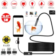 3-in-1 Waterproof HD Inspection Snake Camera Endoscope LED Borescope Monitor 5M
