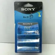 NEW Sony DVC Digital Video Cassette 3 Pack Mini DV 60 Min Premium Tapes, Sealed