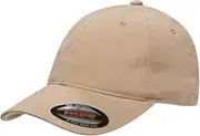 [Yupoong] Flexfit Low Profile Garment Washed Cotton Cap, Khaki, Small-Medium