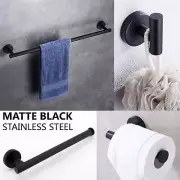 Matt Black Towel Rail Rack Toilet Brush Toilet Paper Roll Holder Robe Hook Round